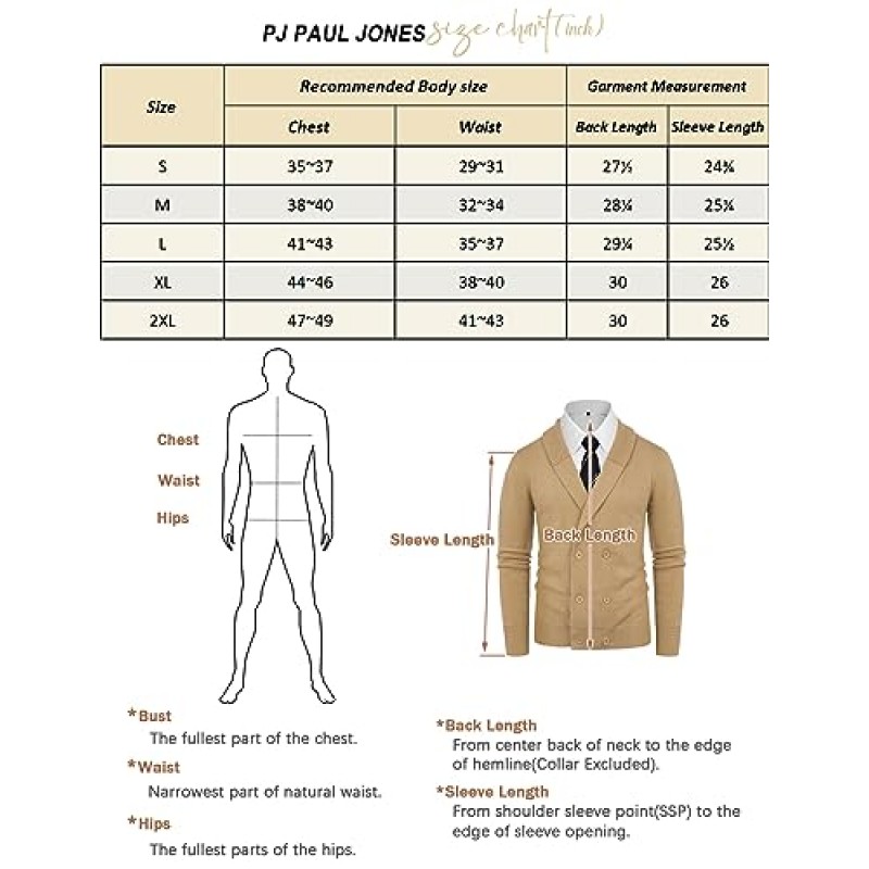 PJ PAUL JONES 남성용 숄 칼라 카디건 스웨터 레귤러핏 버튼다운 니트 스웨터