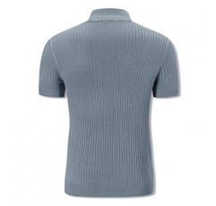 QZH.DUAO 남성용 모의 터틀넥 니트 스웨터 트위스트 무늬가 있는 반소매 풀오버 스웨터