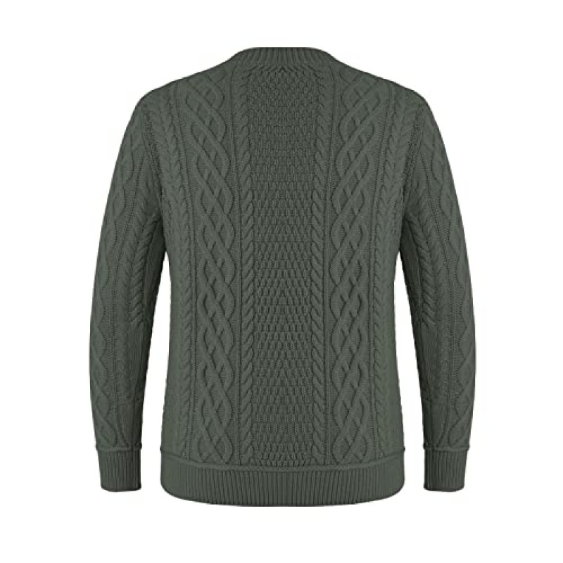 Qpmmber 남성 캐주얼 긴팔 스웨터 케이블 니트 V 넥 자카드 풀오버 스웨터