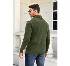 Lakimani 남성용 스웨터 숄 칼라 슬림핏 긴 소매 풀오버 캐주얼 케이블 니트 골지 스웨터