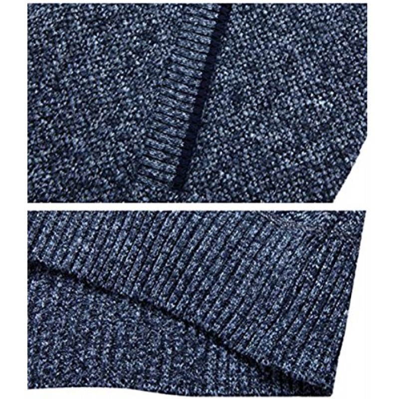 XinYangNi 남성용 스웨터 풀 지퍼 두꺼운 니트 가디건 스웨터 재킷(포켓 포함)