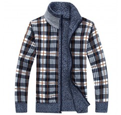 XinYangNi 남성용 스웨터 풀 지퍼 두꺼운 니트 가디건 스웨터 재킷(포켓 포함)