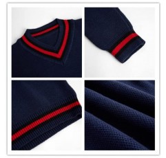Pengfei 남성용 V 넥 스웨터 케이블 트위스트 니트 긴 소매 풀오버 크리켓 스웨터