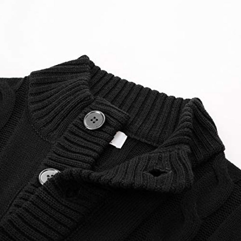 PJ PAUL JONES 남성용 카디건 스웨터 스탠드 칼라 케이블 니트 버튼 스웨터