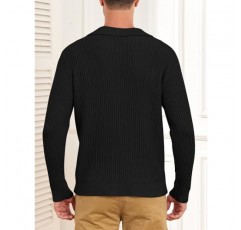 ZAFUL 2023 남성 옷깃 칼라 V 넥 스웨터 긴 소매 높은 신축성 립 니트 패션 풀오버 스웨터