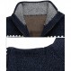Kedera 남성용 카디건 스웨터 스탠드 칼라 케이블 패턴이 있는 두꺼운 니트 풀 지퍼 스웨터