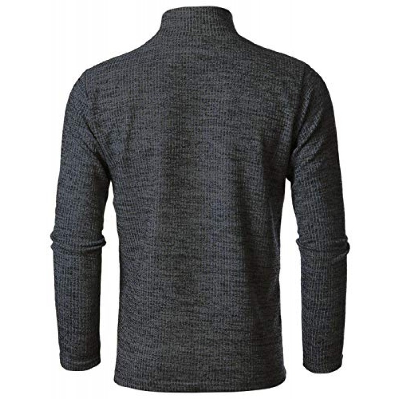 GIVON 남성용 모크 넥 스웨터 골지 슬림핏 긴 소매 터틀넥 풀오버 스웨터
