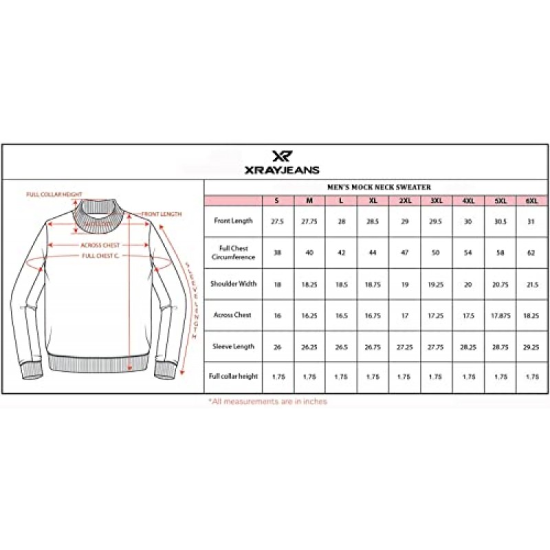 X RAY 남성용 소프트 슬림핏 터틀넥, 남성용 모크 넥 풀오버 스웨터, (빅 & 톨)