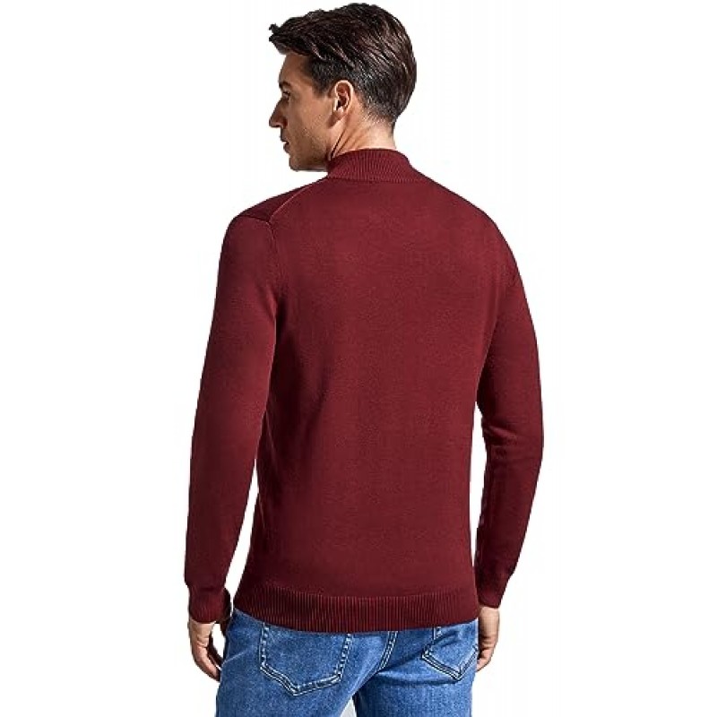 WINDFIT 남성용 쿼터 지퍼 스웨터 긴 소매 터틀넥 풀오버 스웨터