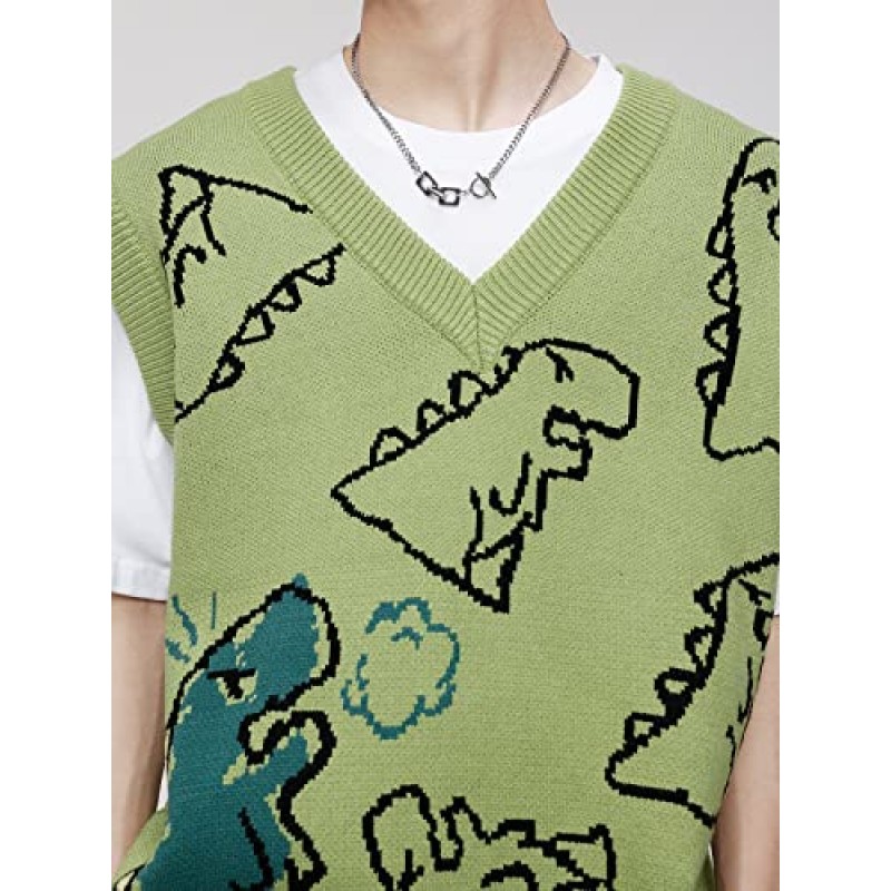 Aelfric Eden Mens 공룡 대형 스웨터 조끼 남여 케이블 니트 민소매 스웨터 streetwear 캐주얼 풀오버 조끼