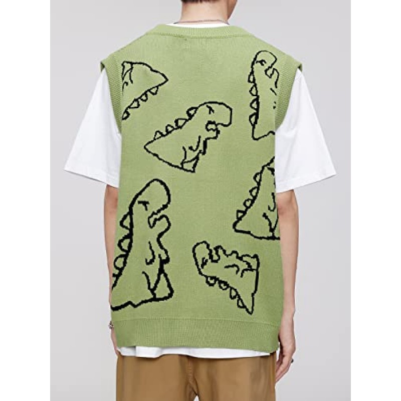 Aelfric Eden Mens 공룡 대형 스웨터 조끼 남여 케이블 니트 민소매 스웨터 streetwear 캐주얼 풀오버 조끼