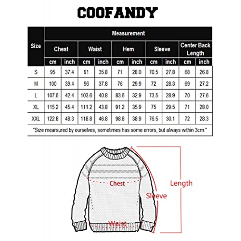 COOFANDY 남성용 크루넥 풀오버 스웨터 슬림핏 점퍼 디자이너 긴 소매 스웨터