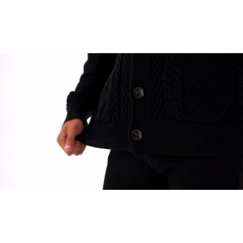 Dokotoo 남성 남성 캐주얼 숄 칼라 카디건 스웨터 슬림핏 케이블 니트 버튼 업 스웨터(포켓 포함)