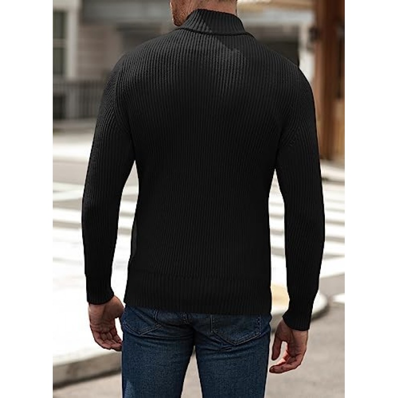JMIERR 남성 캐주얼 버튼 다운 풀오버 스웨터 슬림핏 터틀넥 기본 니트 긴팔 남성 경량 스웨터