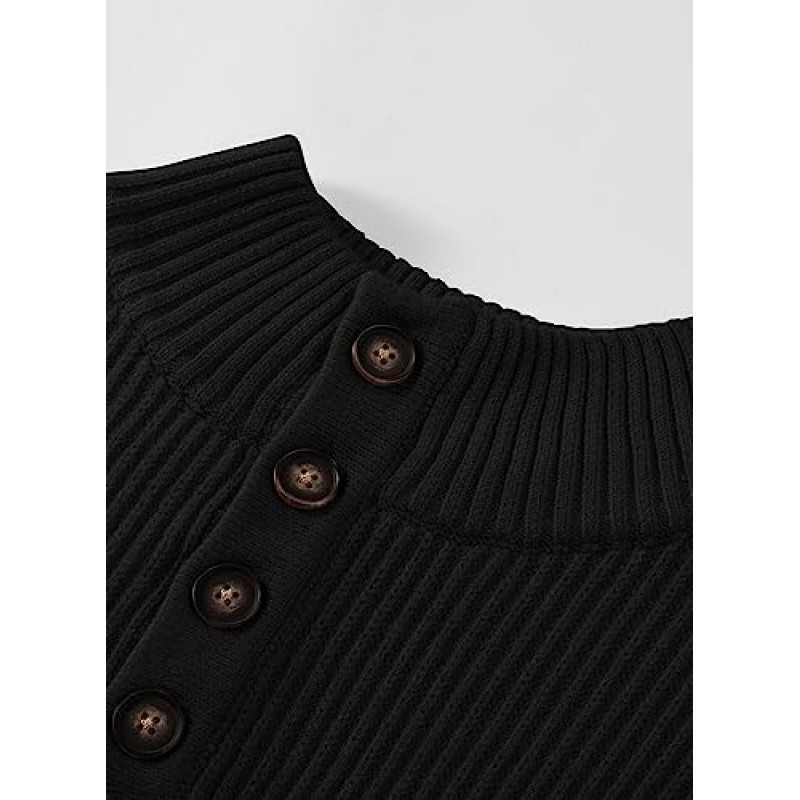 JMIERR 남성 캐주얼 버튼 다운 풀오버 스웨터 슬림핏 터틀넥 기본 니트 긴팔 남성 경량 스웨터