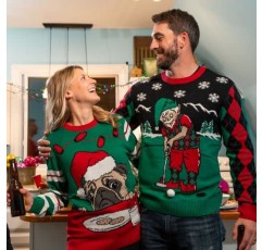 The Ugly Sweater Co. 남성용 스포츠 골프 스포츠 휴일을 위한 어글리 크리스마스 스웨터 재미있는 디자인, 꼭 맞는 통기성 크루넥