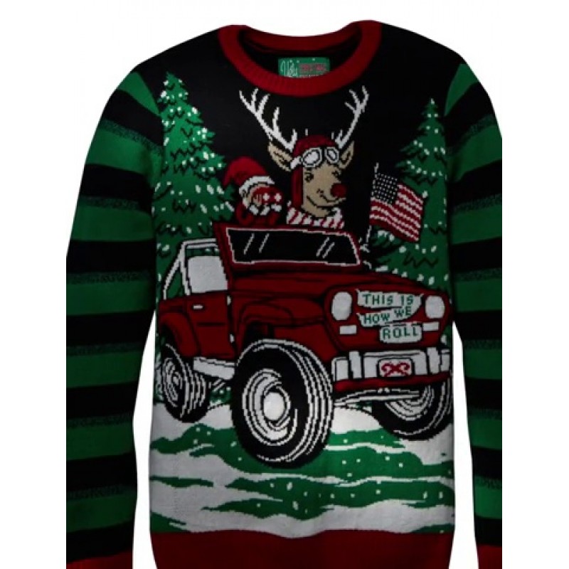 Ugly Christmas Sweater Company 남성용 모듬 라이트업 크리스마스 크루넥 스웨터(다색 LED 깜박이는 불빛 포함)