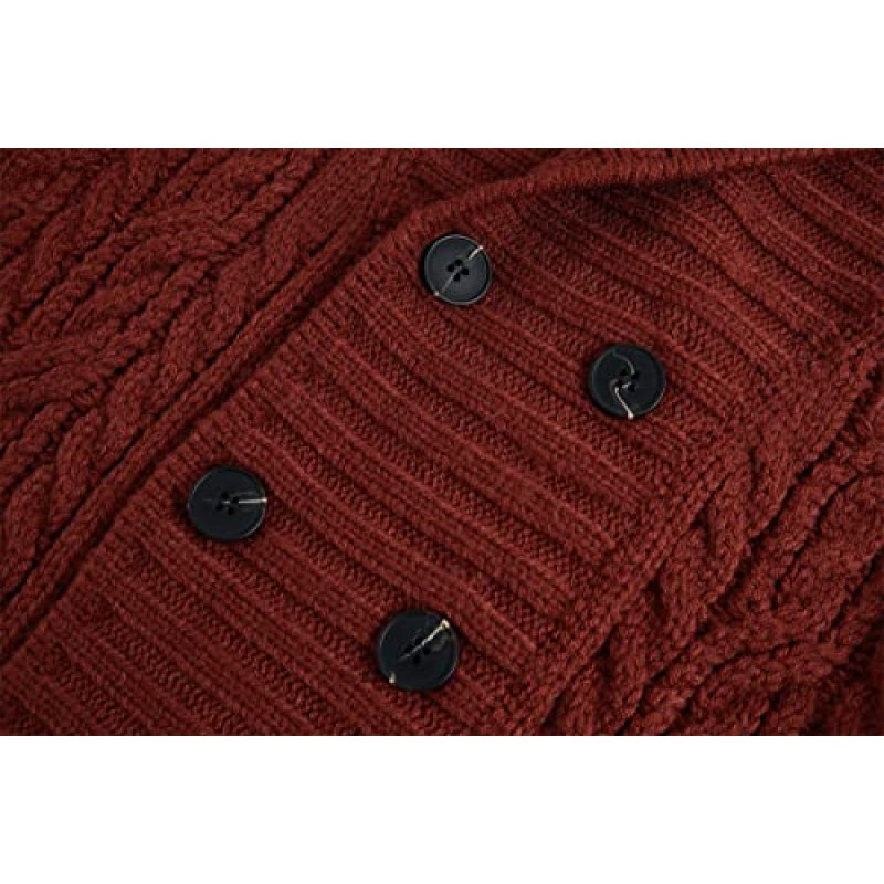 Gafeng Mens 숄 칼라 더블 브레스트 카디건 스웨터 케이블 니트 어부 Chunky 가을 겨울 스웨터