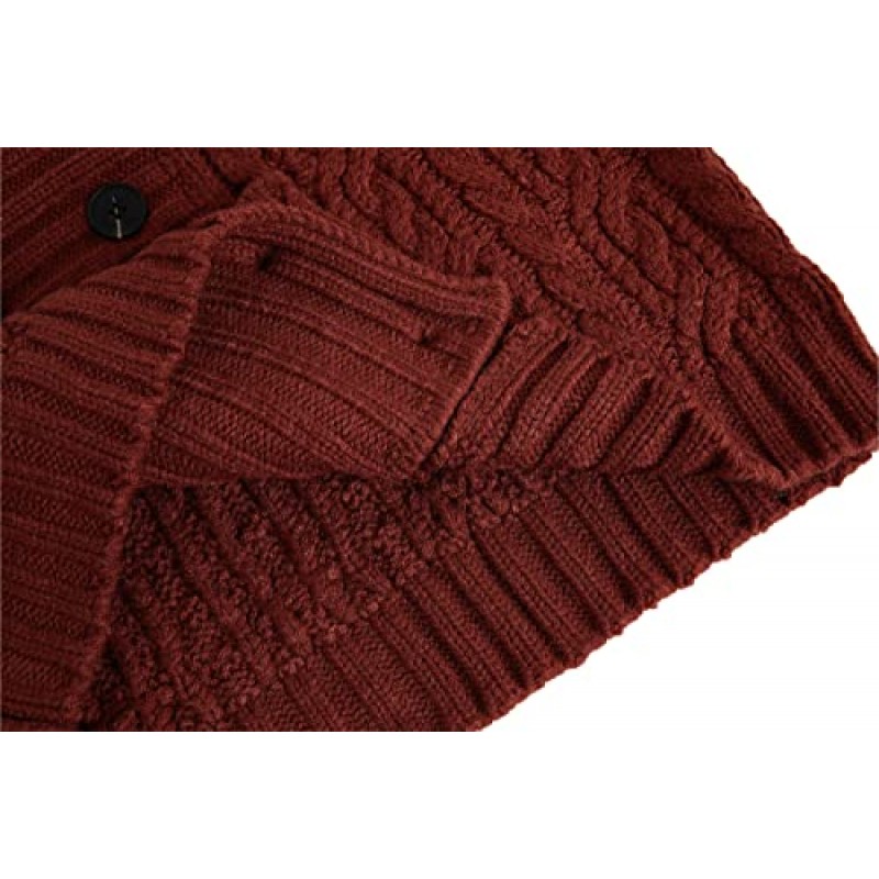 Gafeng Mens 숄 칼라 더블 브레스트 카디건 스웨터 케이블 니트 어부 Chunky 가을 겨울 스웨터