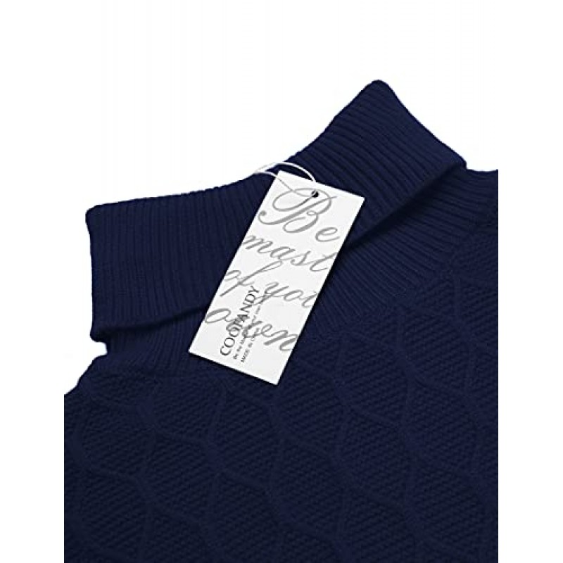 COOFANDY 남성 슬림핏 터틀넥 스웨터 캐주얼 트위스트 패턴 니트 풀오버 스웨터