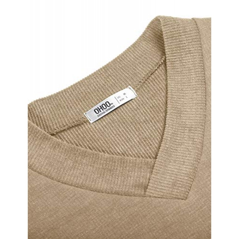 Ohoo 남성 슬림핏 V 넥 풀오버 스웨터 경량 긴 소매 캐주얼 비즈니스 드레스 스웨터