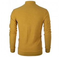 Ohoo 남성 쿼터 지퍼 스웨터 모크 넥 캐주얼 슬림핏 폴로 풀오버 스웨터