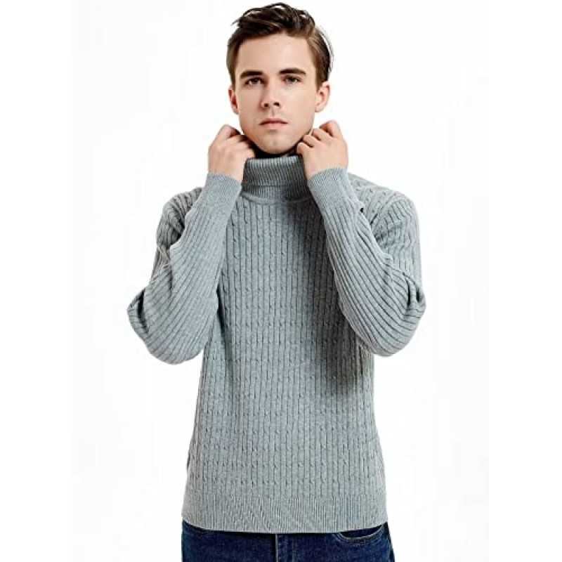 RefindWin 남성용 터틀넥 스웨터 긴 소매 니트 트위스트 풀오버 스웨터