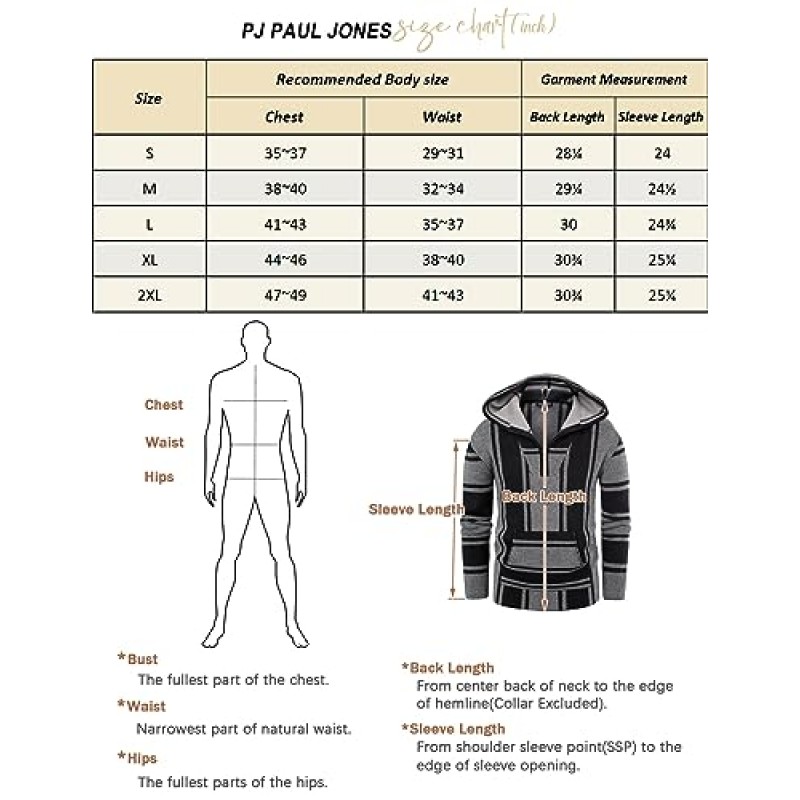 PJ PAUL JONES 남성용 스트라이프 후디 스웨터 쿼터 지퍼 스웨터 유니섹스 풀오버 스웨터