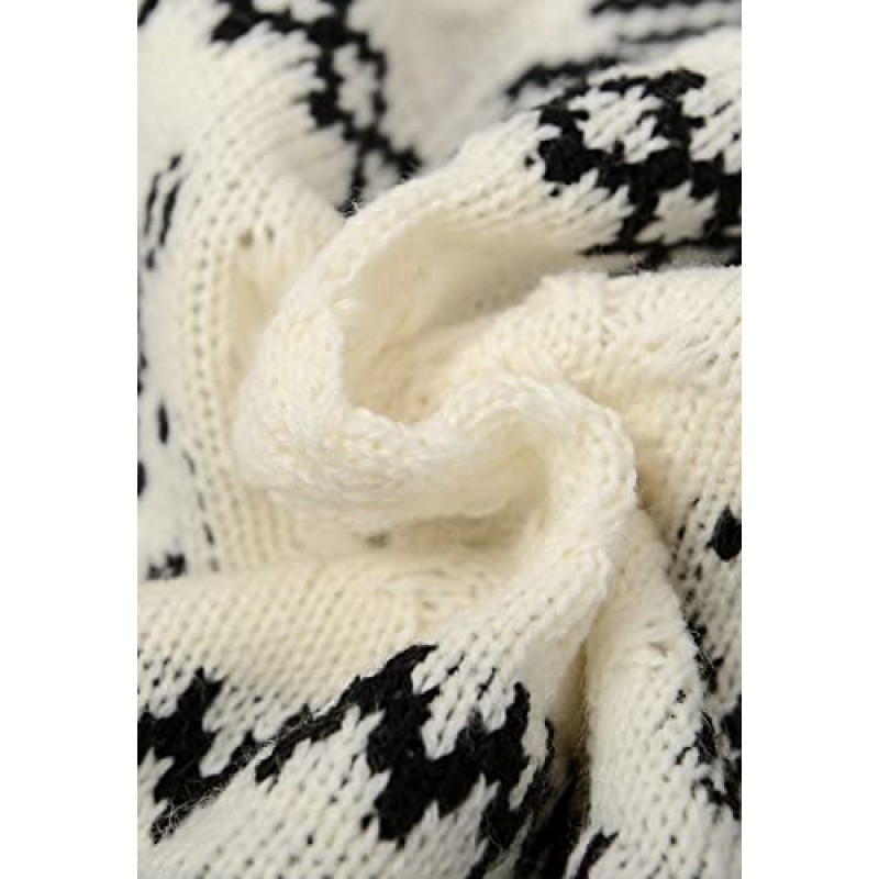 ZHILI 겨울 아가일 패턴이 특징인 남성용 추악한 크리스마스 스웨터 루즈한 크루넥 풀오버 스웨터