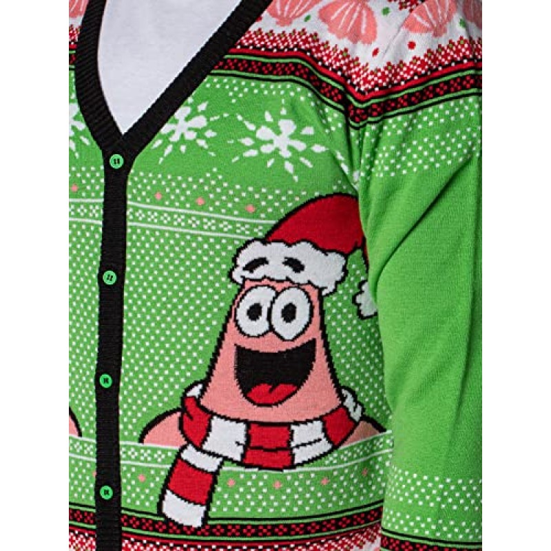 스폰지밥 네모바지 남성 산타 패트릭 스타 어글리 스웨터 버튼업 니트 카디건