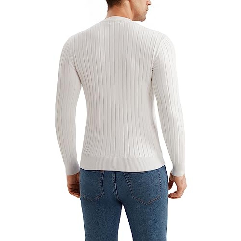 RCJU 남성 V 넥 캐주얼 슬림핏 풀오버 스웨터 니트 탑 긴소매