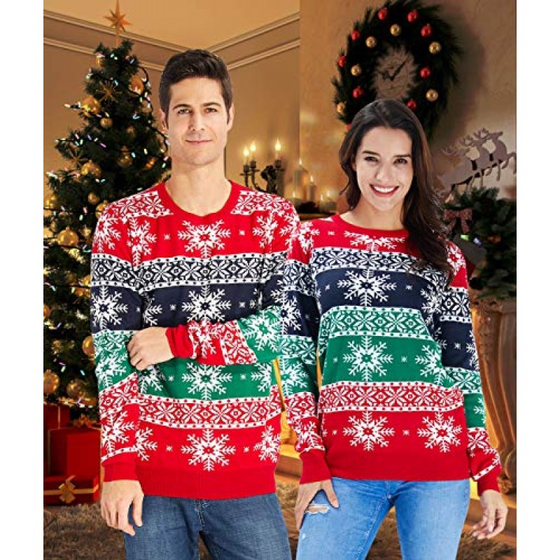 Idgreatim 여성 남성 LED 추악한 크리스마스 스웨터 재미 있은 풀오버 긴 소매 니트 크리스마스 스웨터 점퍼 S-XXL