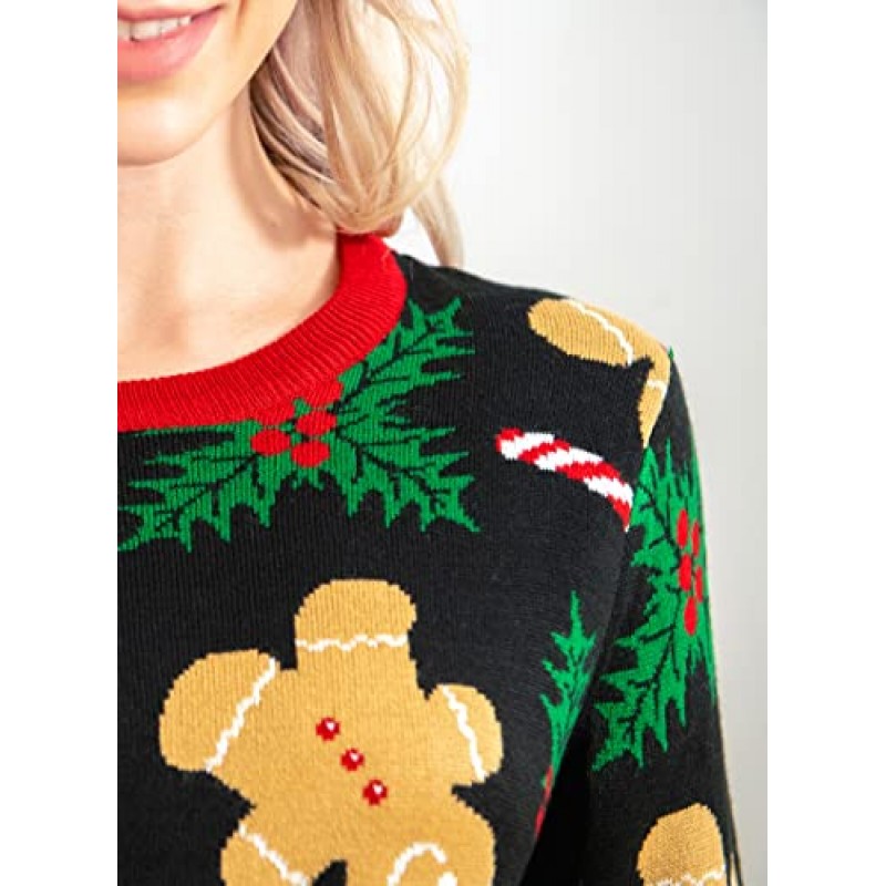 RAISEVERN 여성용 크리스마스 스웨터 어글리 니트 풀오버 귀여운 긴 소매 점퍼