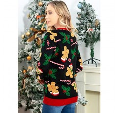 RAISEVERN 여성용 크리스마스 스웨터 어글리 니트 풀오버 귀여운 긴 소매 점퍼