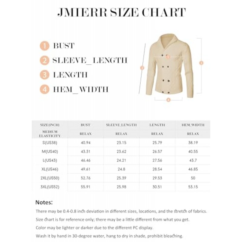 남성용 JMIERR 스웨터 캐주얼 긴팔 버튼 다운 케이블 가을 니트 숄 칼라 가디건(포켓 포함), US 43(L), ​​세일 1 카키