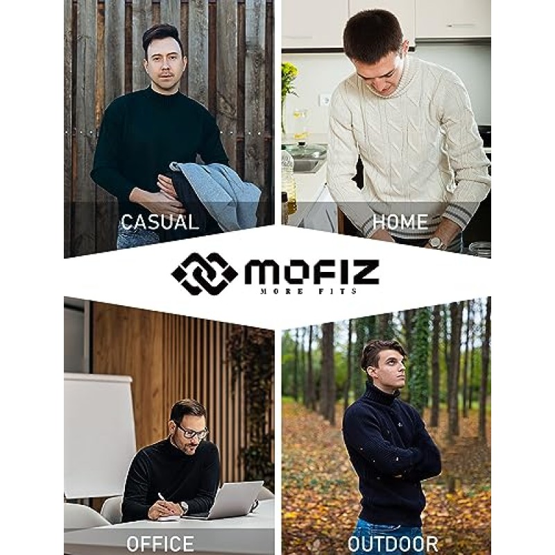 MoFiz 남성 캐주얼 스웨터 긴 소매 슬림핏 니트 스웨터