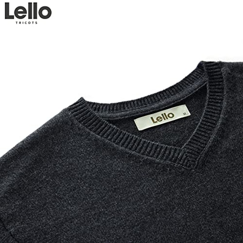 Lello 남성용 코튼 울 블렌드 미드웨이트 레귤러 핏 V넥 스웨터