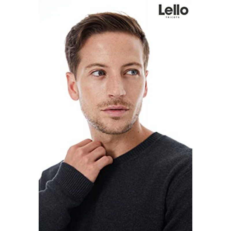 Lello 남성용 코튼 울 블렌드 미드웨이트 레귤러 핏 V넥 스웨터