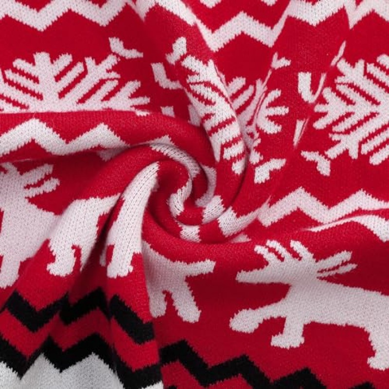 EliteSpirit 남성용 추악한 크리스마스 스웨터 긴 소매 크루 넥 니트 풀오버 눈송이 프린트 니트웨어