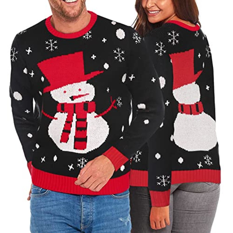 Marvmys 매칭 가족 눈사람 크리스마스 스웨터 Ugly Funny Xmas Holiday 니트 풀오버 탑