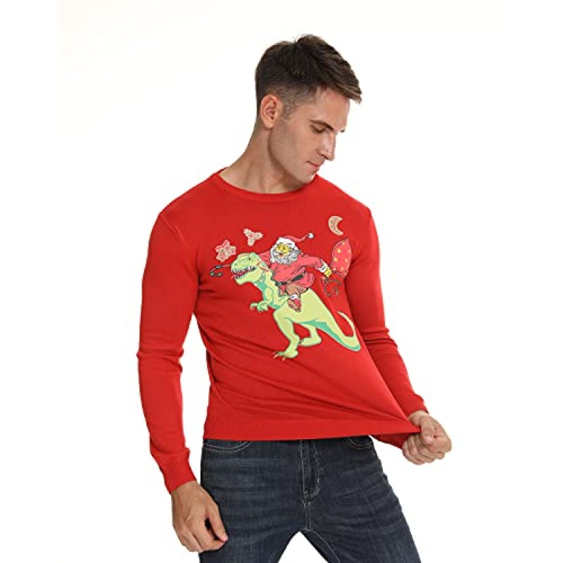 Kaprolife 남성 여성을위한 unisex 추악한 크리스마스 스웨터 재미 있은 산타 트리 눈송이 크리스마스 풀오버 스웨트