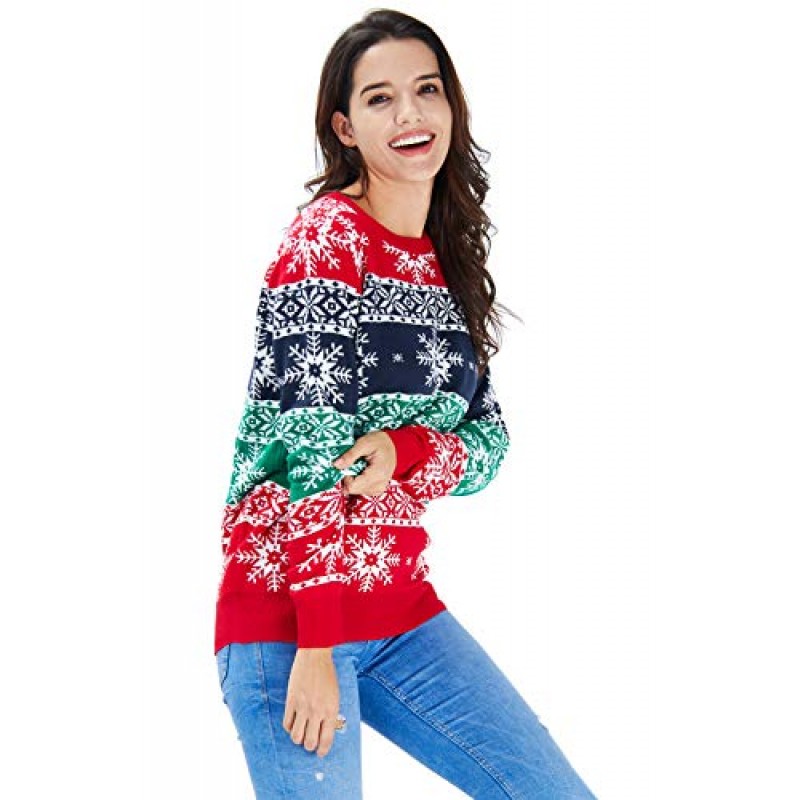 RAISEVERN 남자 추악한 크리스마스 스웨터 재미 있은 크리스마스 휴일 파티 여성 니트 풀오버 탑