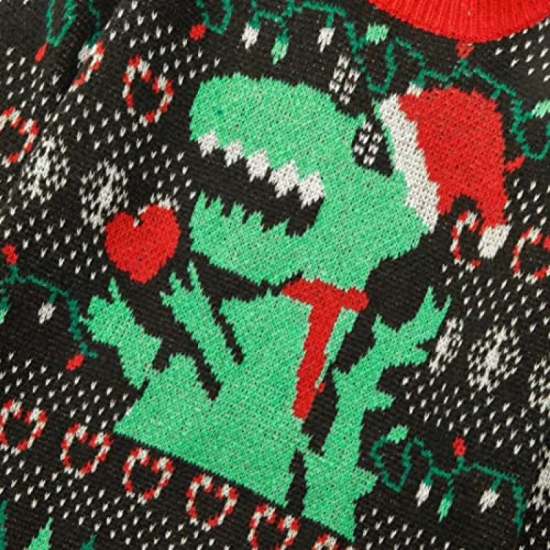 Mumetaz 추악한 가족 일치하는 크리스마스 스웨터 공룡 크리스마스 트리 눈송이 재미 있은 귀여운 휴일 니트 풀오버 탑