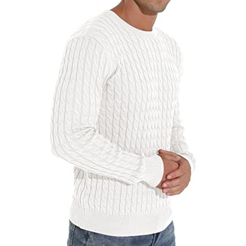 Askdeer 남성용 풀오버 스웨터 크루넥 클래식 소프트 니트 스웨터(골지 가장자리 포함)