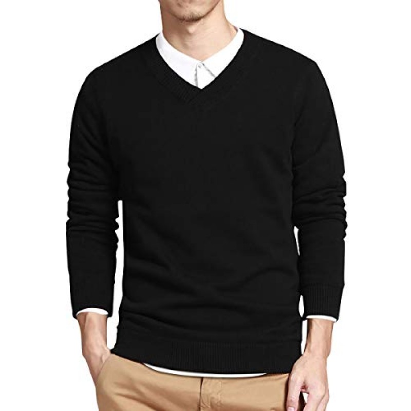 남성용 LTIFONE 스웨터, 남성용 V 넥 스웨터 슬림 피트 편안하게 니트 긴 소매 캐주얼 비즈니스 풀오버 드레스 스웨터