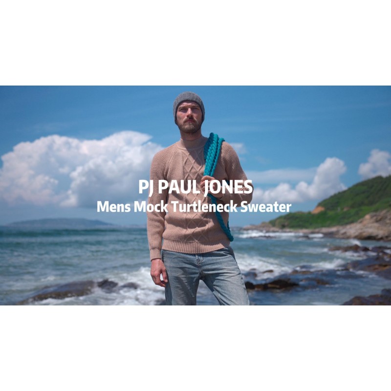 PJ PAUL JONES 남성용 모의 터틀넥 스웨터 캐주얼 케이블 니트 트위스트 풀오버 스웨터