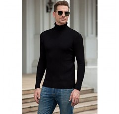 QZH.DUAO 남성 캐주얼 슬림핏 터틀넥 풀오버 스웨터, 트위스트 패턴 & 긴 소매 티셔츠