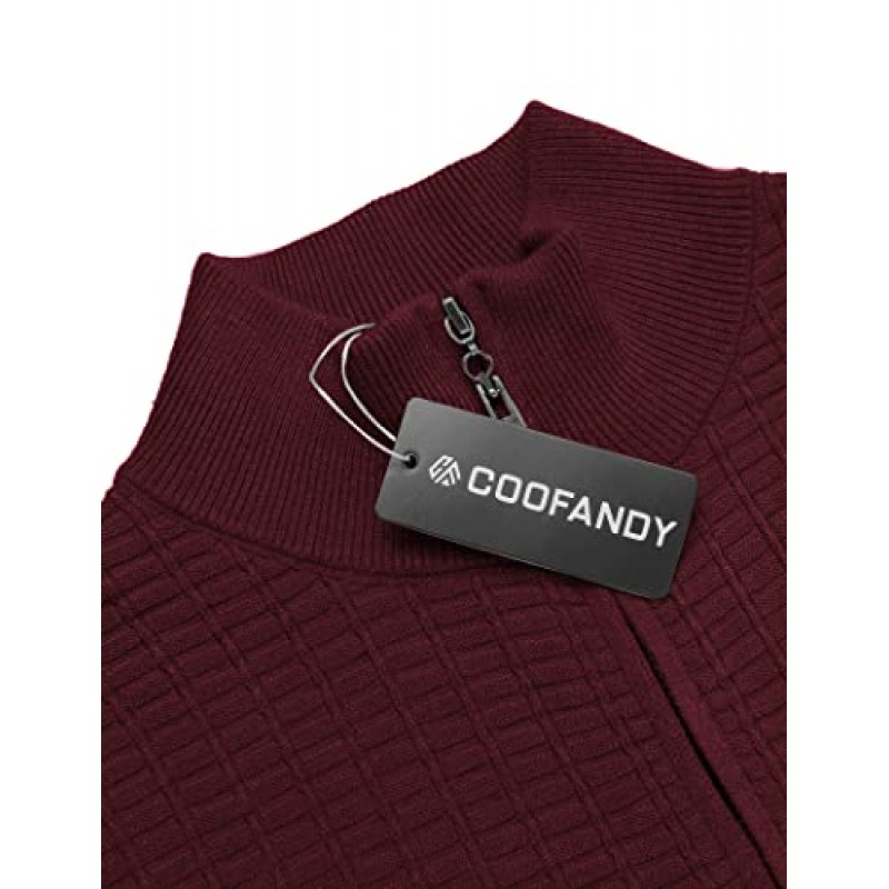 COOFANDY 남성용 쿼터 지퍼 스웨터 슬림핏 경량 코튼 니트 모의 터틀넥 풀오버