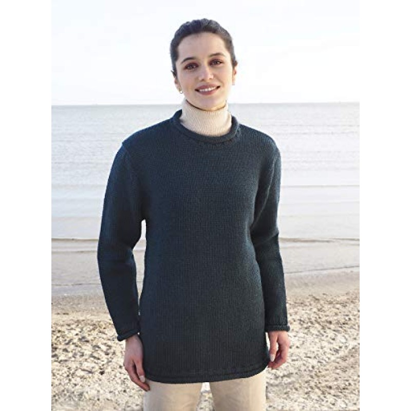 Aran Crafts 남성 플레인 컬 넥 긴 소매 스웨터 (100% 울)