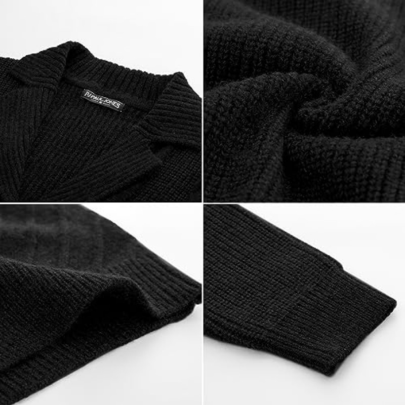 PJ PAUL JONES 남성용 숄 칼라 카디건 스웨터 캐주얼 버튼 다운 케이블 니트 스웨터